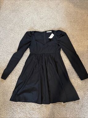 Abercrombie & Fitch Black Long-Sleeve Fit-and-Flare Dress